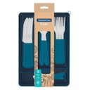 Ver imagem 3 de FAQUEIRO LEME COM LÂMINAS EM AÇO INOX E CABOS DE POLIPROPILENO AZUL OCEANO COM GAVETEIRO 25 PEÇAS