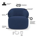 Ver mais imagens de Kit Poltrona Giratória e Sofá Orgânico Living Glee 03 Lugares 170cm Veludo Azul Marinho Desk