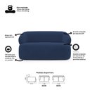 Ver imagem 5 de Kit Poltrona Giratória e Sofá Orgânico Living Glee 03 Lugares 170cm Veludo Azul Marinho Desk