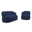 Ver imagem 1 de Kit Poltrona Giratória e Sofá Orgânico Living Glee 03 Lugares 170cm Veludo Azul Marinho Desk