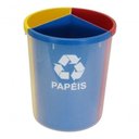 Ver imagem 1 de Lixeira Mix 25l Coleta Seletiva C/ 3 Div Azul/vermelho/cinza