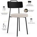 Ver imagem 4 de Cadeira Decorativa Estofada Para Sala De Jantar Barcelona L02 Couríssimo Preto Linho Bege - Lyam