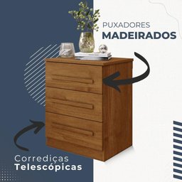 Conjunto 2 Mesas de Cabeceira Império 3 Gavetas Benetil Cinamomo - 4