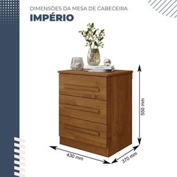 Conjunto 2 Mesas de Cabeceira Império 3 Gavetas Benetil Cinamomo - 3