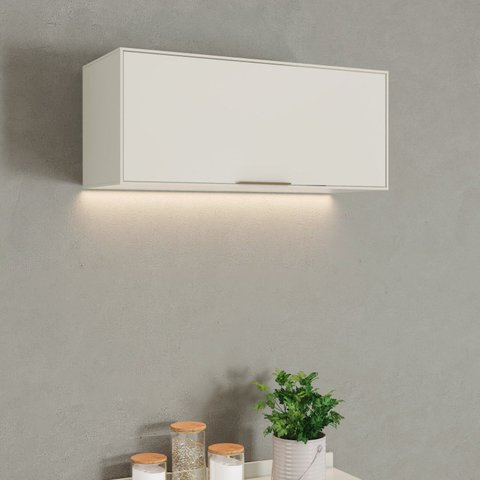Armário Aéreo Porta Basculante 80cm 100% MDF Fineze Bege/Areia HP