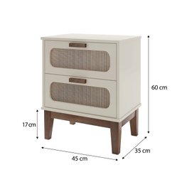 Kit 2 Mesa de Cabeceira Santorini 45cm Pés de Madeira para Quarto Cor:off White - 4