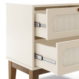 Kit 2 Mesa de Cabeceira Santorini 45cm Pés de Madeira para Quarto Cor:off White - 7