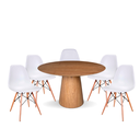Ver imagem 1 de Conjunto Mesa de Jantar Cone Redonda 120 cm Freijó + 5 Cadeiras Eames Dkr Wood Personal Decor