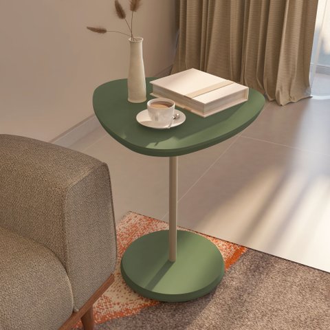 Mesa de Apoio Alta Gênova Menta - Tampo MDF 25mm Usinado e Fino Pé de Metal Dourado