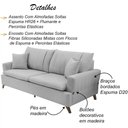 Ver mais imagens de Sofa 3 Lugares 180 Cm Eron Linho Cinza Vazzano Cinza