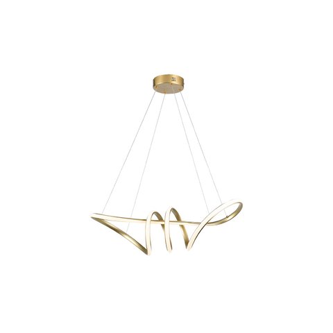 Luminária Dourada de Teto Pendente Loop Led Taschibra 38w 3000k Luz Quente