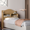 Ver imagem 2 de Cabeceira Solteiro Mdf Cama Box 2 Nichos Resistente Durável:amendoa