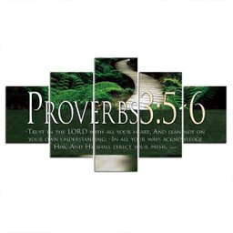 QUADROS DECORATIVOS 5 PEÇAS BIBLIA SAGRADA PROVERBIOS 3:5-6 - 1 QUADROS DECORATIVOS 5 PEÇAS BIBLIA SAGRADA PROVERBIOS 3:5-6 - 1