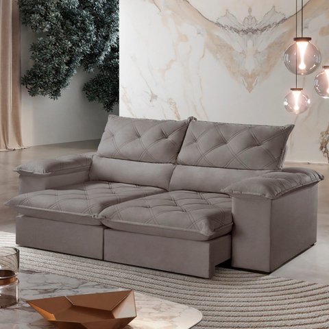 Sofá Retrátil e Reclinável Istambul Caixa Zero 2,70m Pillow de 15cm - Movenzo Estofados