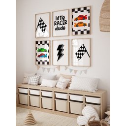 Kit 6 Quadros Decorativos Infantil Carros No3 - 1