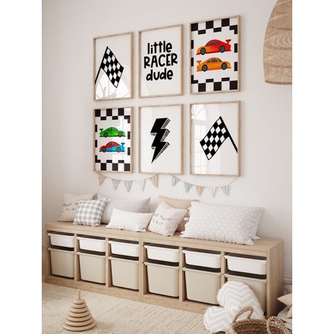 Kit 6 Quadros Decorativos Infantil Carros No3