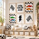 Ver imagem 1 de Kit 6 Quadros Infantil Carros Quarto Bebê 40x60 Moldura Madeira NO3