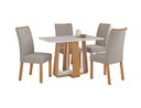 Ver imagem 1 de Conjunto Sala de Jantar Mesa Sintonia 120 Tampo Vidro Off White com 4 Cadeiras Rayla - Lopas Amendoa