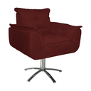 Ver imagem 3 de Poltrona Decorativa Estofada Base Giratória de Metal Opala Suede Vermelho Bordo - LM DECOR