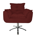 Ver imagem 2 de Poltrona Decorativa Estofada Base Giratória de Metal Opala Suede Vermelho Bordo - LM DECOR