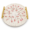 Ver imagem 1 de Bandeja Decorativa Madreperola Redonda com Alça 35x4,5cm