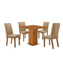 Ver imagem 3 de Conjunto Jantar Loren 4 Lugares MDF Cadeiras Lira Amadeirado 90cm Moderna