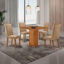 Ver imagem 1 de Conjunto Jantar Loren 4 Lugares MDF Cadeiras Lira Amadeirado 90cm Moderna