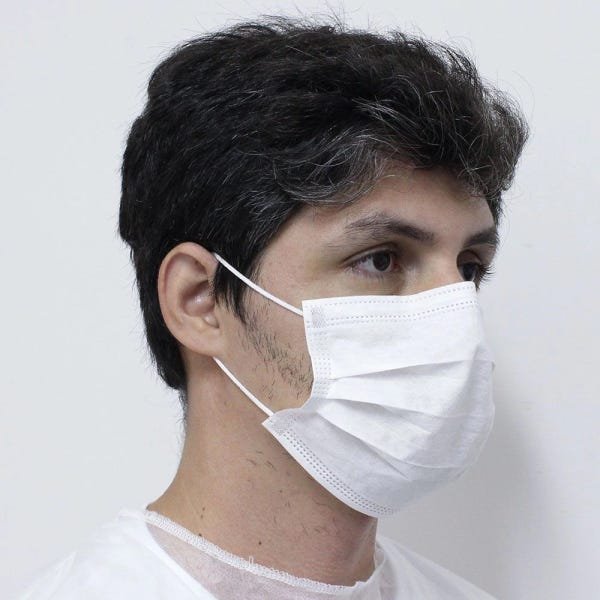 50 Máscara Esterelizada Descatavel Tripla Camada Clip Nasal Life Protect Proteção Diária Cor Branca - 3