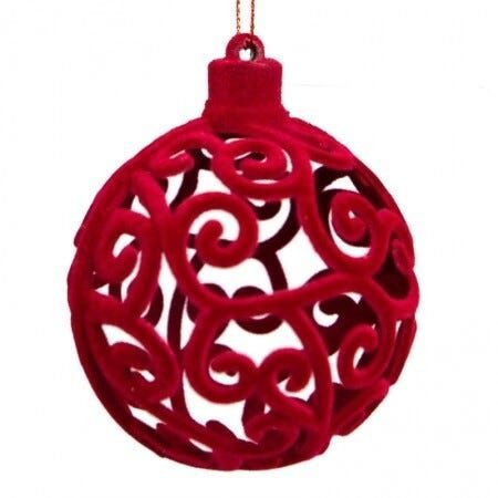 Caixa com 3 Bolas Natalinas Luxo Arabesca Vermelha| Linha Natal Encantado - 1