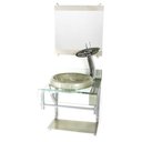 Ver imagem 1 de Gabinete Vidro 40Cm Banheiro Curvado Duplo Pc Cuba Chapéu