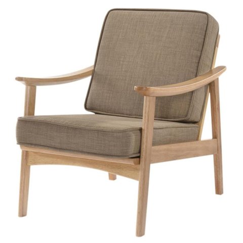 Poltrona Natur Marrom Claro Base Madeira Natural - 53607