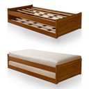 Ver imagem 3 de Cama Solteiro com Auxiliar Bibox Bicama Infantil Gabrieli com 2 Colchões Inclusos Castanho