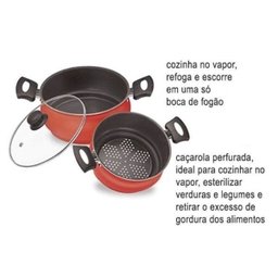 Legumeira Vermelha Antiaderente Al Vapore 18 Dona Chefa - 3