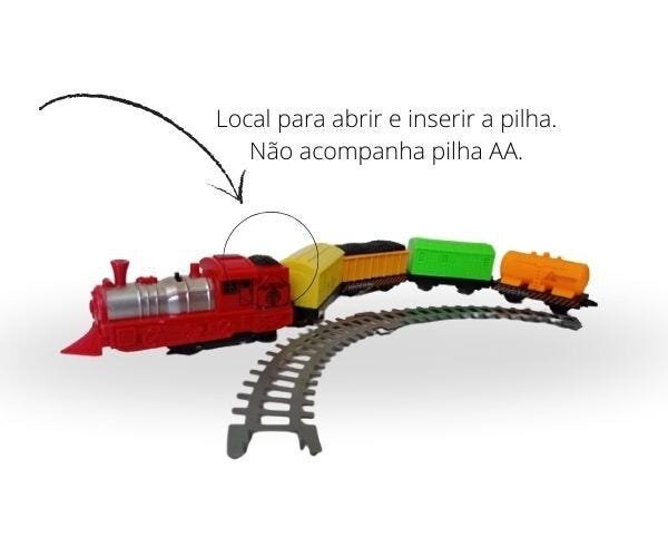 Trenzinho Brinquedo Trem Elétrico 2 Vagões Preto Pista