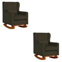 Ver imagem 1 de Kit 2 Poltrona Aurora Balanço Vovo Suede Marrom - Fm
