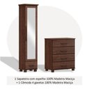 Ver imagem 6 de Conjunto Cômoda 4 Gavetas + Sapateira com Espelho - 100% Madeira Maciça - Linha Ouro Marrom/Café