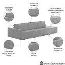 Ver imagem 2 de Sofá Ilha Modular com Puff para Sala Living 342cm Georgia K04 Veludo Cinza - Mpozenato