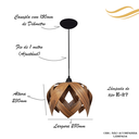 Ver imagem 2 de Luminária Lustre Pendente E27 Madeira Teto Sala Cozinha Lúpulo M Cor Pau Ferro