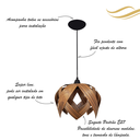 Ver imagem 3 de Luminária Lustre Pendente E27 Madeira Teto Sala Cozinha Lúpulo M Cor Pau Ferro