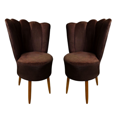 Kit 2 Cadeiras Decorativa Pétala Veludo Premium Pés Retrô Palito Sala e Quarto Marrom