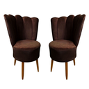 Ver imagem 1 de Kit 2 Cadeiras Decorativa Pétala Veludo Premium Pés Retrô Palito Sala e Quarto Marrom