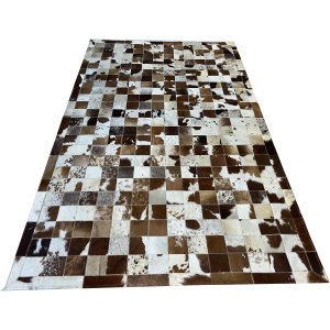 Tapete Couro Castanho Malhado 1,50x2,50 com Borda Pç 10x10cm