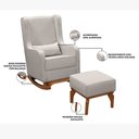 Ver imagem 4 de Poltrona Amamentação Balanço Cadeira Descanso Aquila Retrô Puff Linho - Twdecora