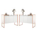 Ver imagem 1 de Buffet Bruma Nobre 3 Portas 1 Prateleira MDF 120cm Branco Cobre 2 Unidades Plata Móveis