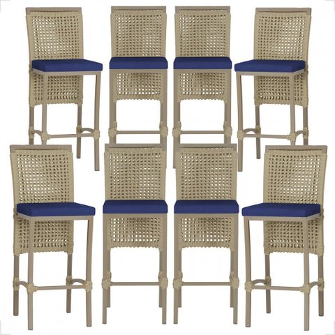 8 Banqueta em Alumínio Roma Fendi Corda Náutica Tecido 10