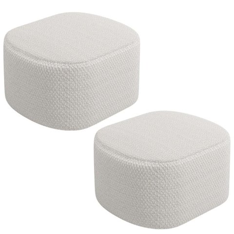Kit 02 Puffs Decorativos Orgânico para Living Quarto 70cm Doha W01 Bouclê Cru - Lyam Decor