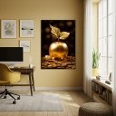 Ver imagem 2 de Quadro Decorativo Uma Maçã Dourada - 70x50cm:moldura Preta