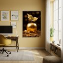 Ver imagem 1 de Quadro Decorativo Uma Maçã Dourada - 70x50cm:moldura Preta