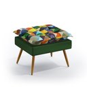 Ver imagem 4 de Kit Poltrona Namoradeira e 2 Poltronas Beta com Puff Lunar Suede Estampado Colorido com Verde Aradec