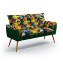 Ver imagem 2 de Kit Poltrona Namoradeira e 2 Poltronas Beta com Puff Lunar Suede Estampado Colorido com Verde Aradec